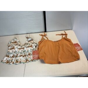 Kortni Jeane Floral and Orange Swim One Piece